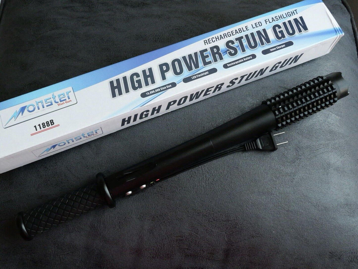 POLICE Stun Gun High Power Xl Heavy Duty Metal Rechargeable Flashlight Long 17”