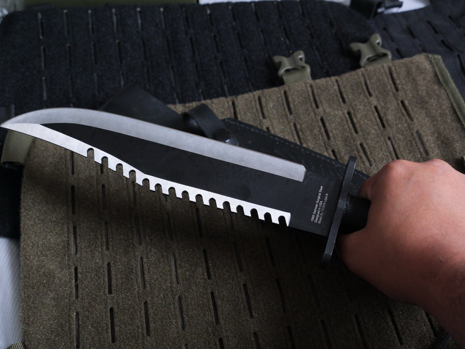 15” Survival Knife Fixed Blade Survival Kit Rambo Black  10” Blade Serrated Back