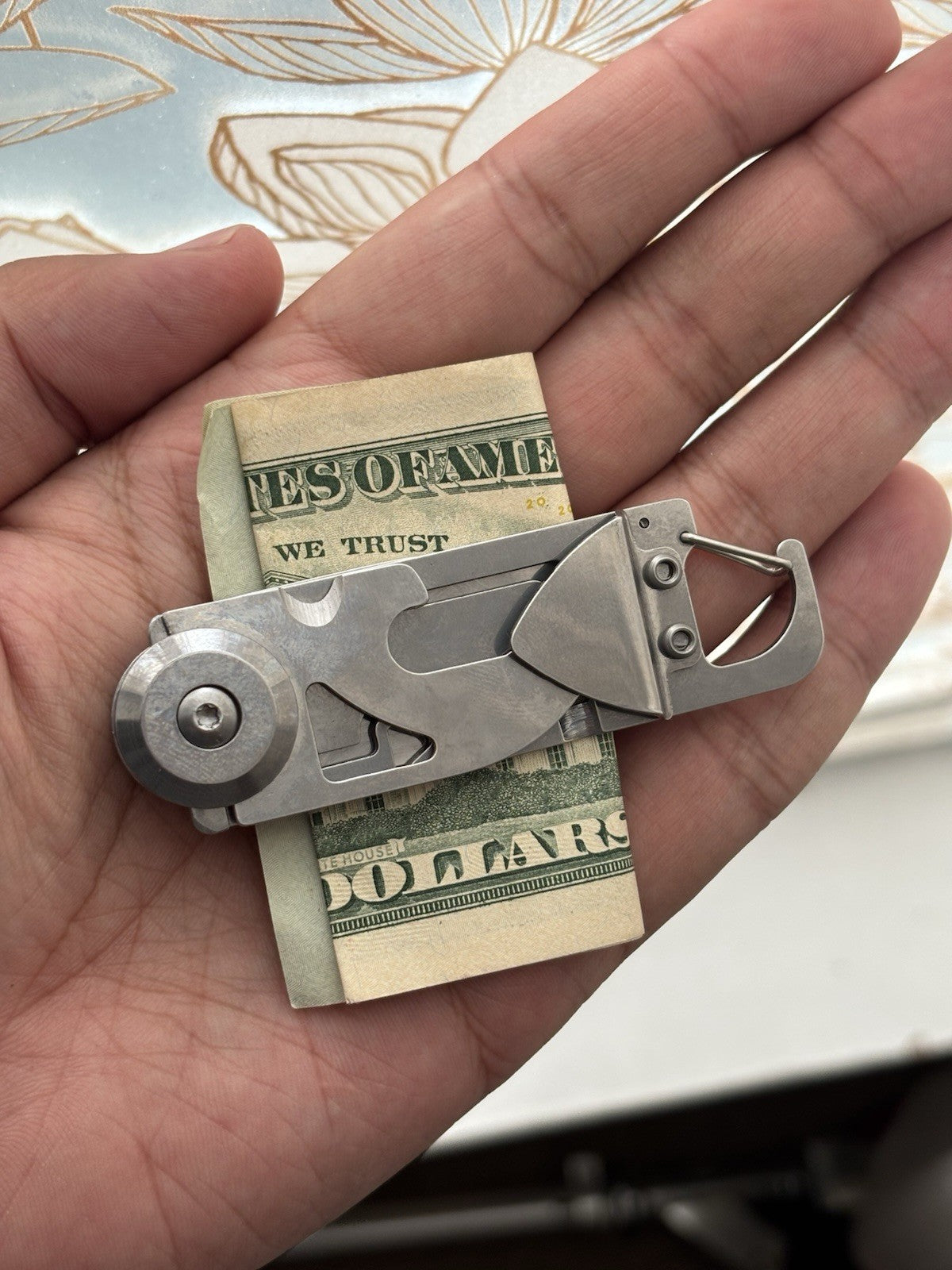 3” Money Clip Pocket Knife Trail Opener 2” Blade Can Opener Carabiner Clip