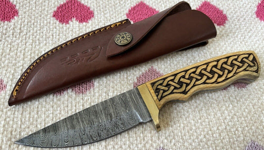 Fixed Blade Knife Full Tang Celtic Sheath Razor Sharp Blade 8” Tactical