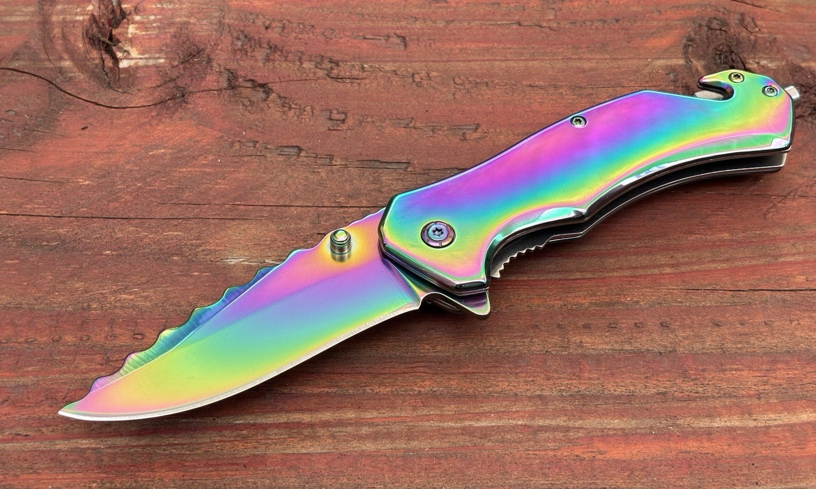 Metal Spring Assist Pocket Knife Emergency Window Punch Seatbelt Cutter Titanium