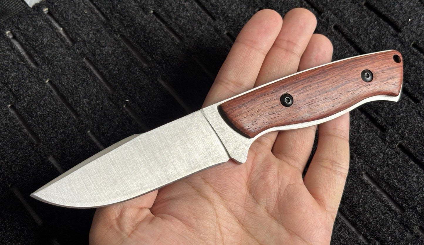 8” Fixed Blade Knife Full Tang Wood Handle Kydex Sheath Vertical Horizontal