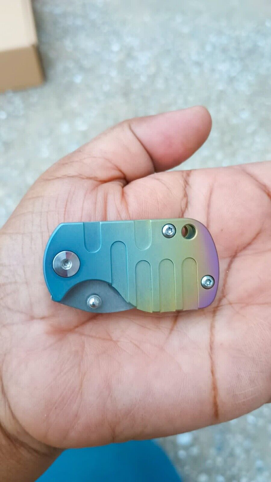 Mini Cube Knife Rainbow Design Curved Sharp D2 Steel Blade Frame Lock