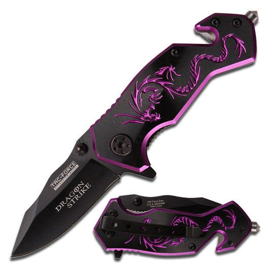 Purple Dragon Strike Pocket Knife Mini Ladies 6" Overall 2" Blade Small Cute