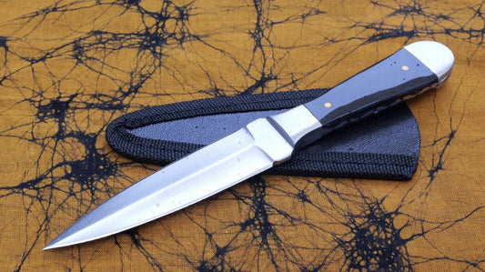 Conceal Carry Boot Knife Stealth Black Double Edge Slim Spear Tip Sheath Black