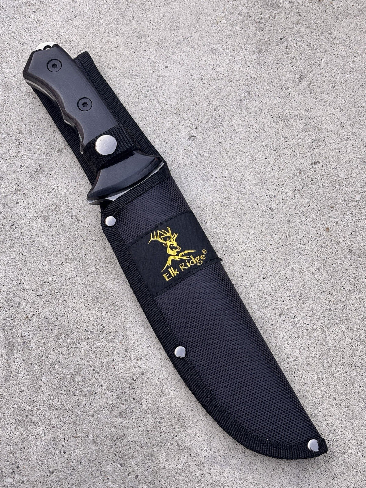 Elk Ridge Knife 12.5” Full Tang Wood Handle Combination Blade Nylon Sheath