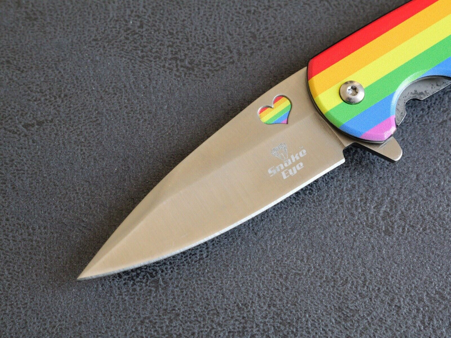 LGBTQ+ Pride Pocket Knife Folding Belt Clip Rainbow Colors 440 Stainless Mini