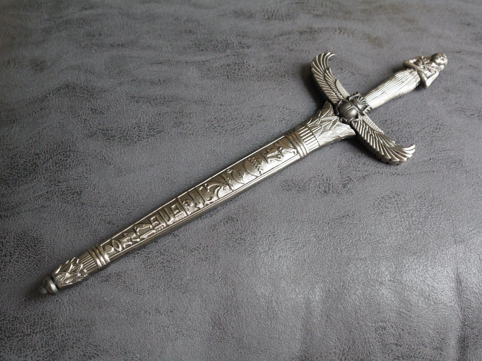14” Kris Blade Dagger Double Edge Sharp Metal Scabbard Pharaoh Egyptian Mummy