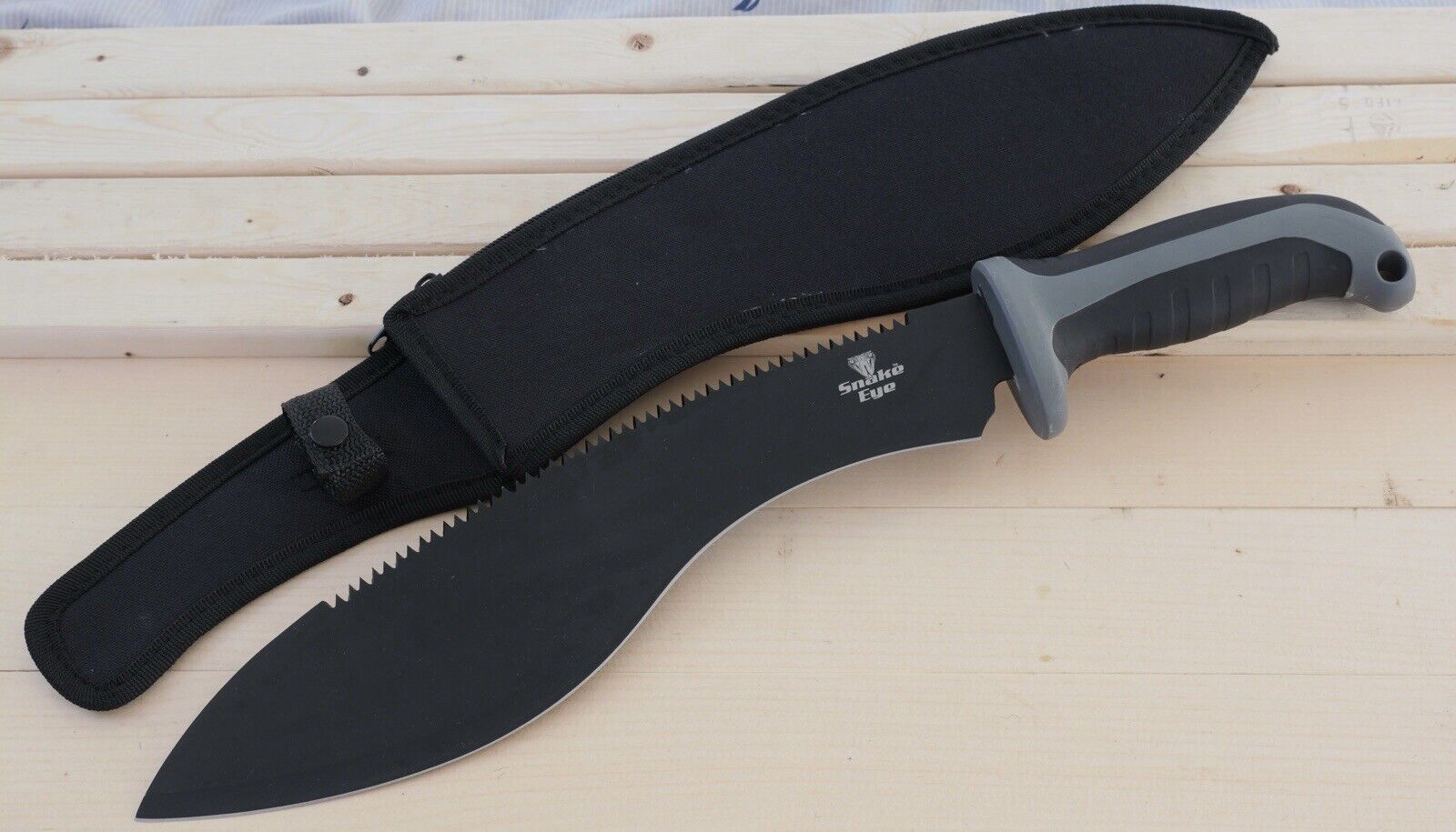 Kukri Machete Black Sawback Tactical Small 16” Nylon Sheath Belt Loop Sharp