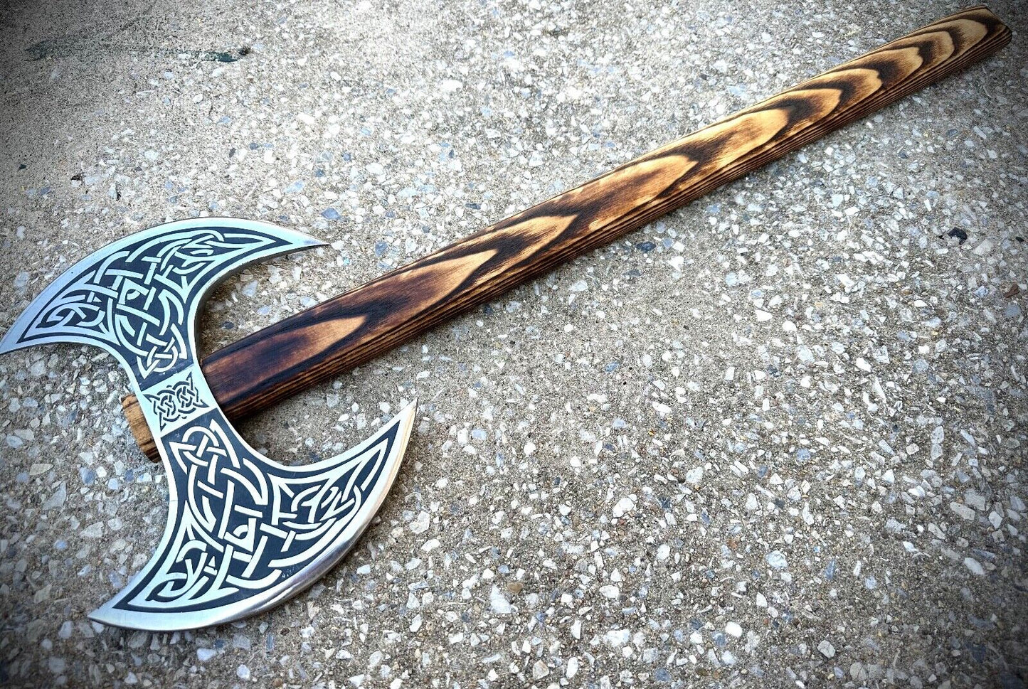 33" Battle Axe Double Edge Sharp Viking Medieval Celtic Sheath Thick Gauge