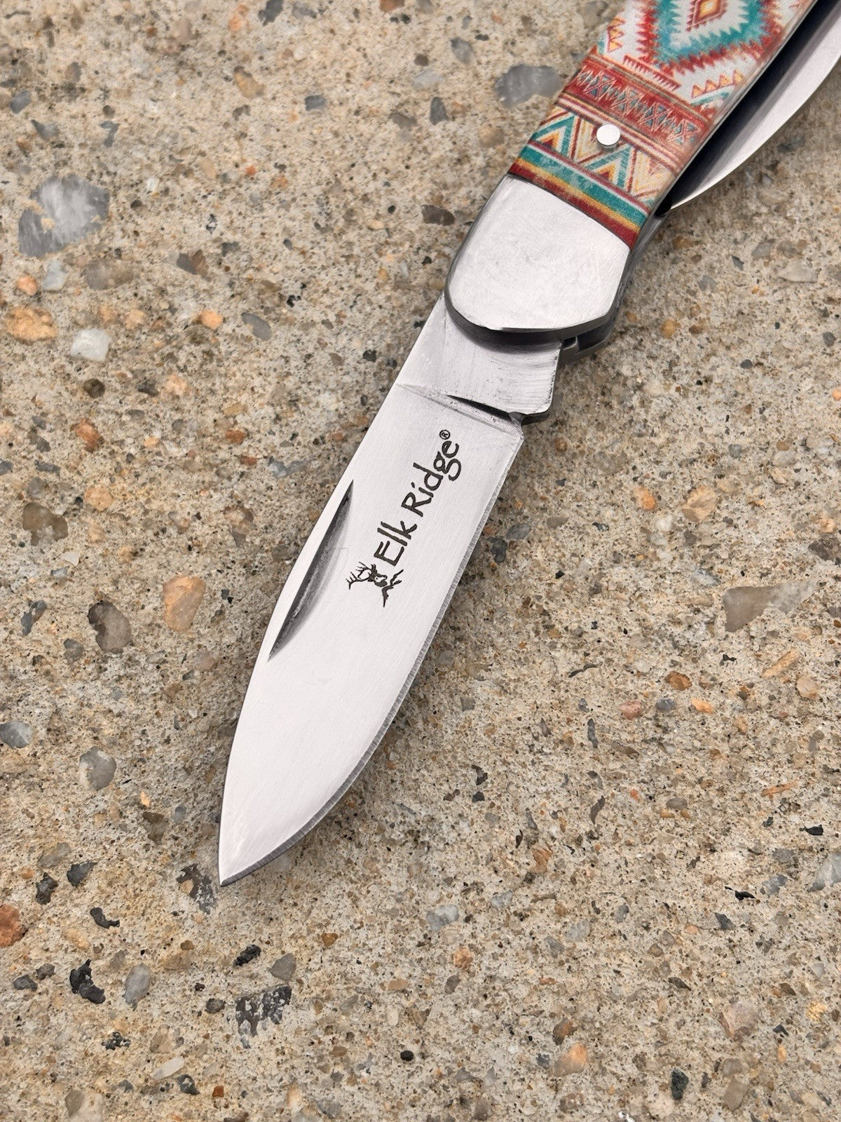 Elk Ridge 2 Blade Retro Pocket Knife Navajo Style Vintage Butterbean 3.5”