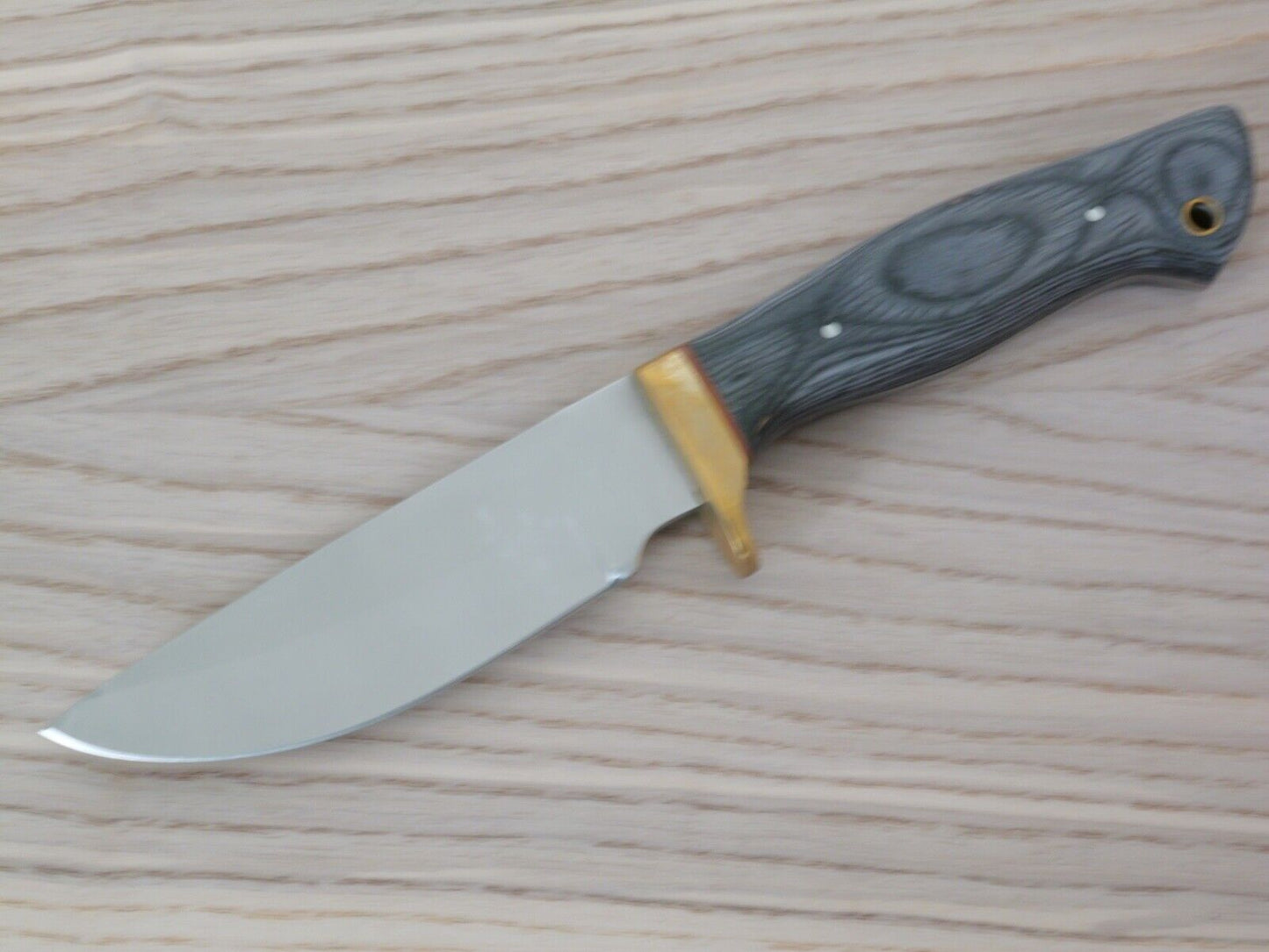 9" Fixed Blade Knife Carbon Steel Hand Forged Brass Guard Custom leather Sheath