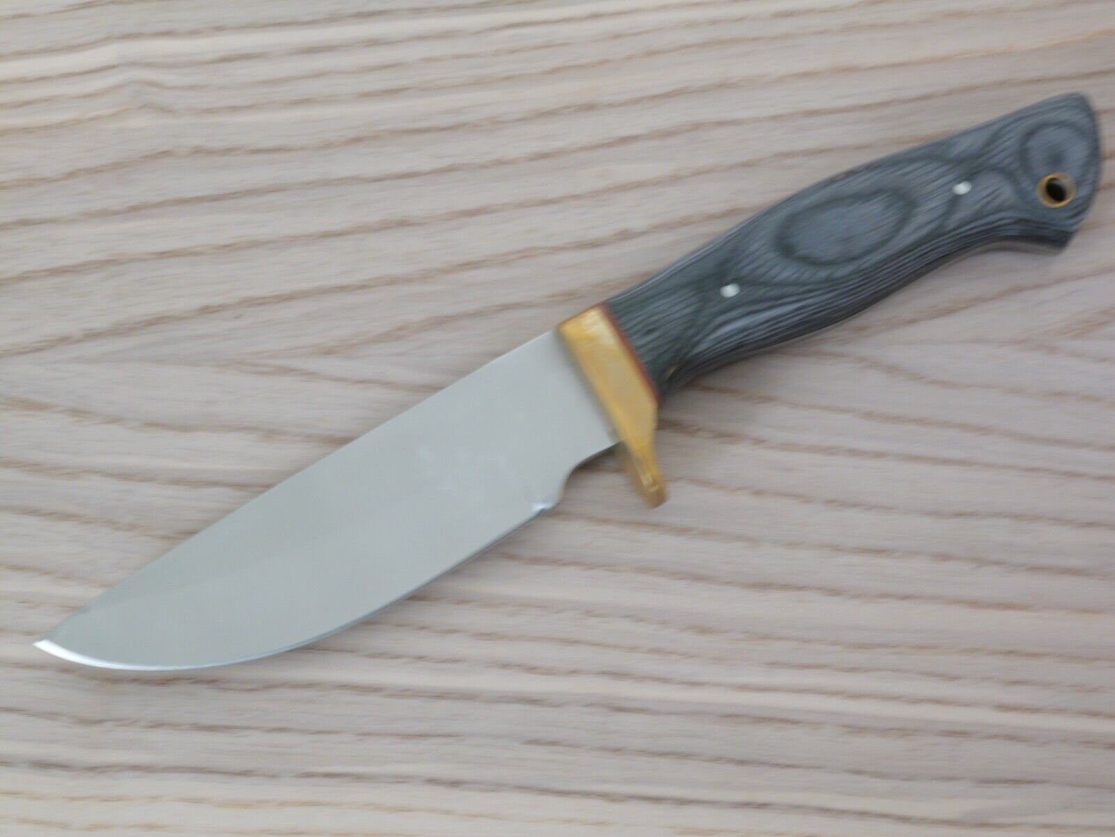 9" Fixed Blade Knife Carbon Steel Hand Forged Brass Guard Custom leather Sheath