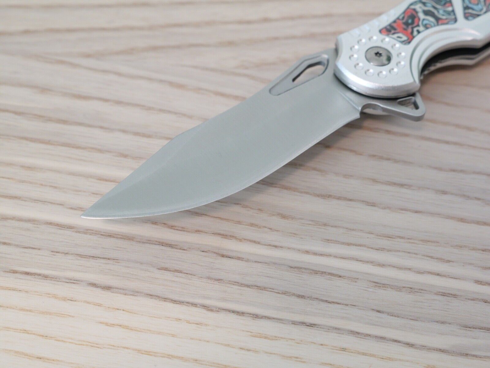 8" Full Metal Spring Assist Pocket Knife Pocket Clip Tie-Dye Psychedelic Design