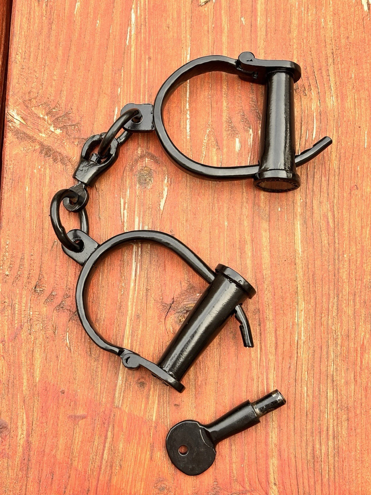 Hand Forged Iron Shackles Iron Key Included Black Medieval Thick Vintage Cuffs