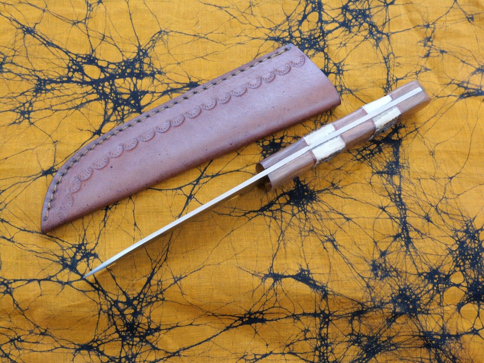 9” Puukko Knife Forged Full Tang Sharp Custom Leather Sheath Hand Stitched Finka