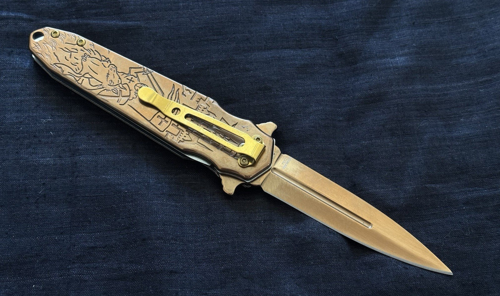 5” Knights Templar Pocket Knife Full Metal 4” Blade Spear Point Spring Assist