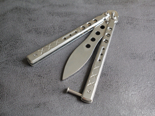 5.5" TRAINING BUTTERFLY Balisong Practice Chrome  Flip Trick Toy Blunt