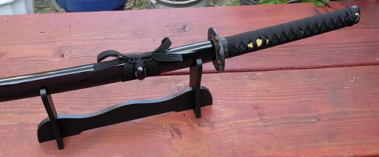 41” Samurai Sword Katana Black/gold Razor Sharp Battle Ready Stand Included XL