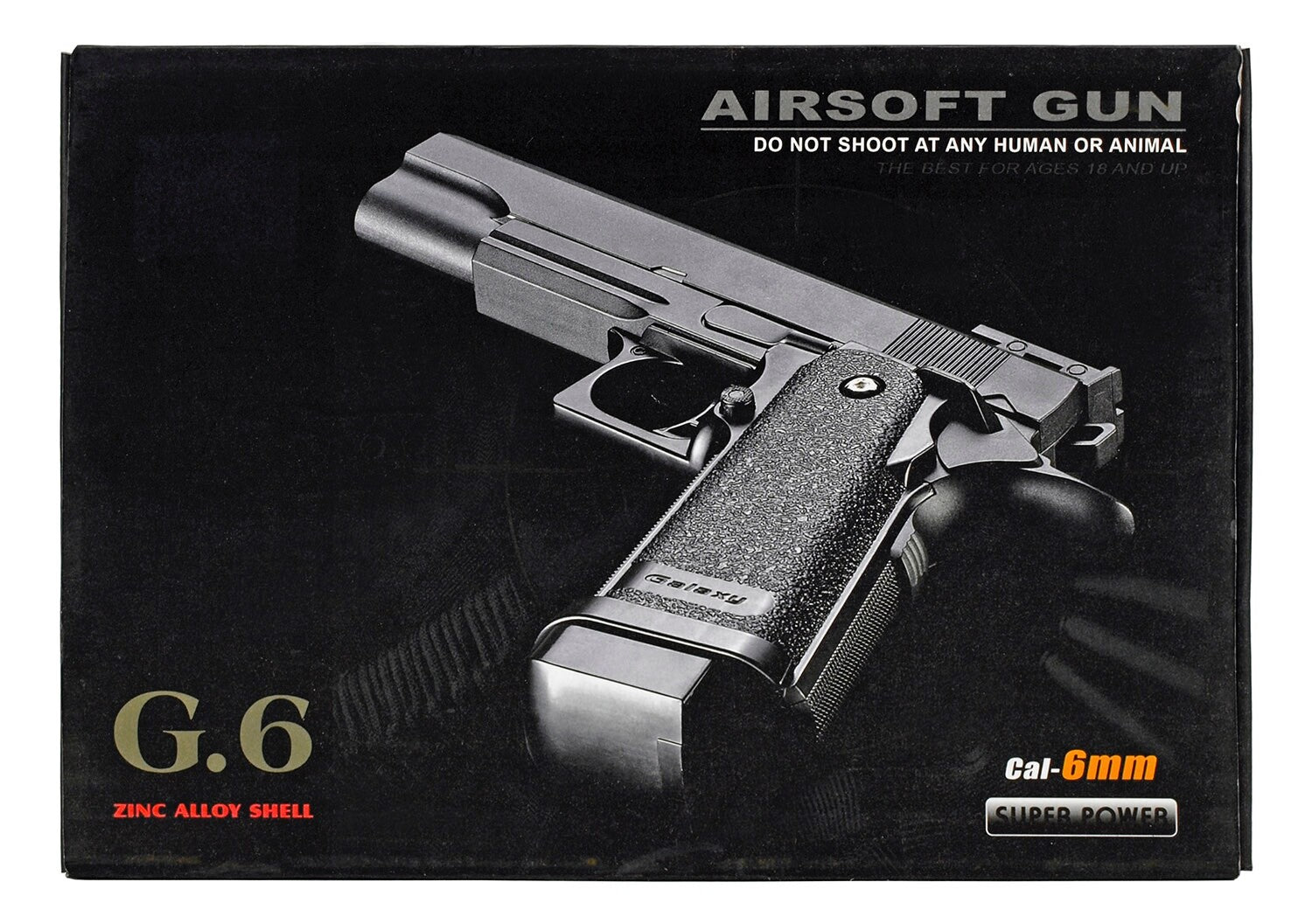Metal Zinc Alloy G.6 Airsoft Pistol Black 320 Fps Full Size Spring Powered