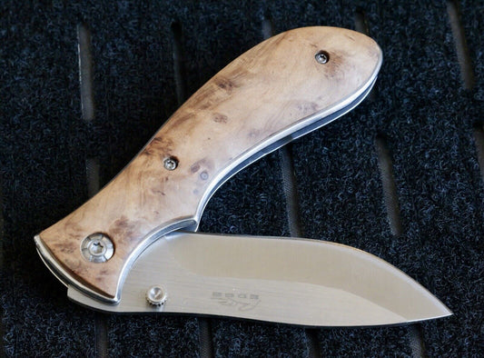 Manual Folding Pocket Knife Burlwood Stainless Steel Belt Clip Sharp Quality Edc
