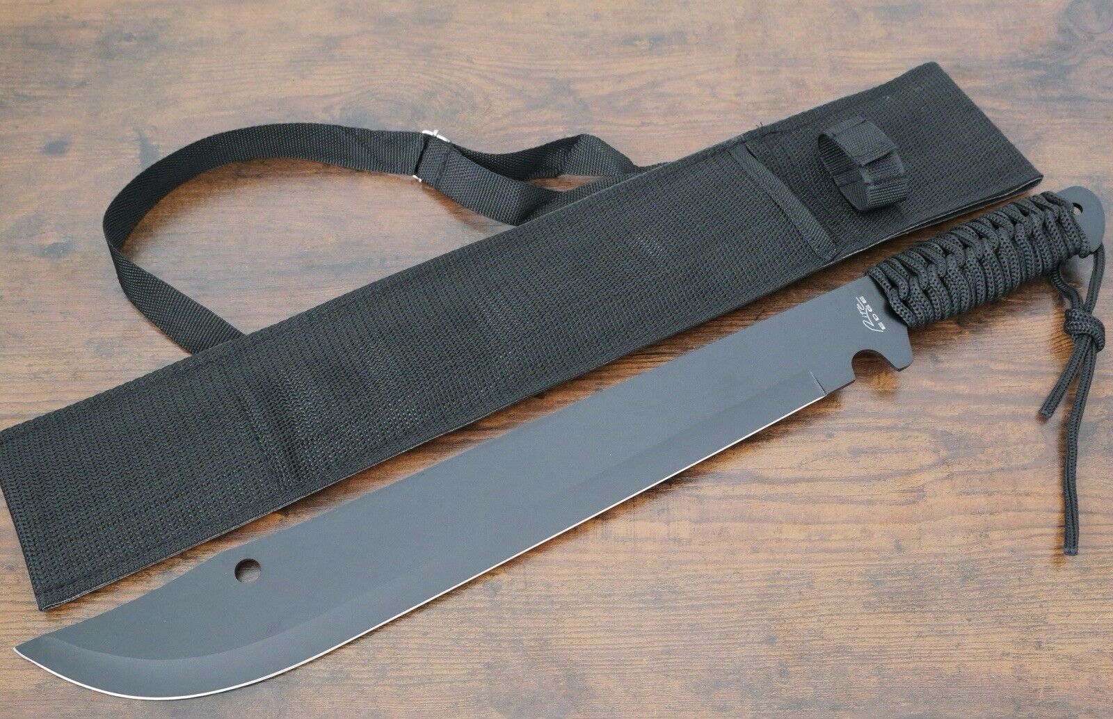 21” Machete Black Tactical Stealth Ops Nylon Sheath Back Strap Belt Loop Sharp