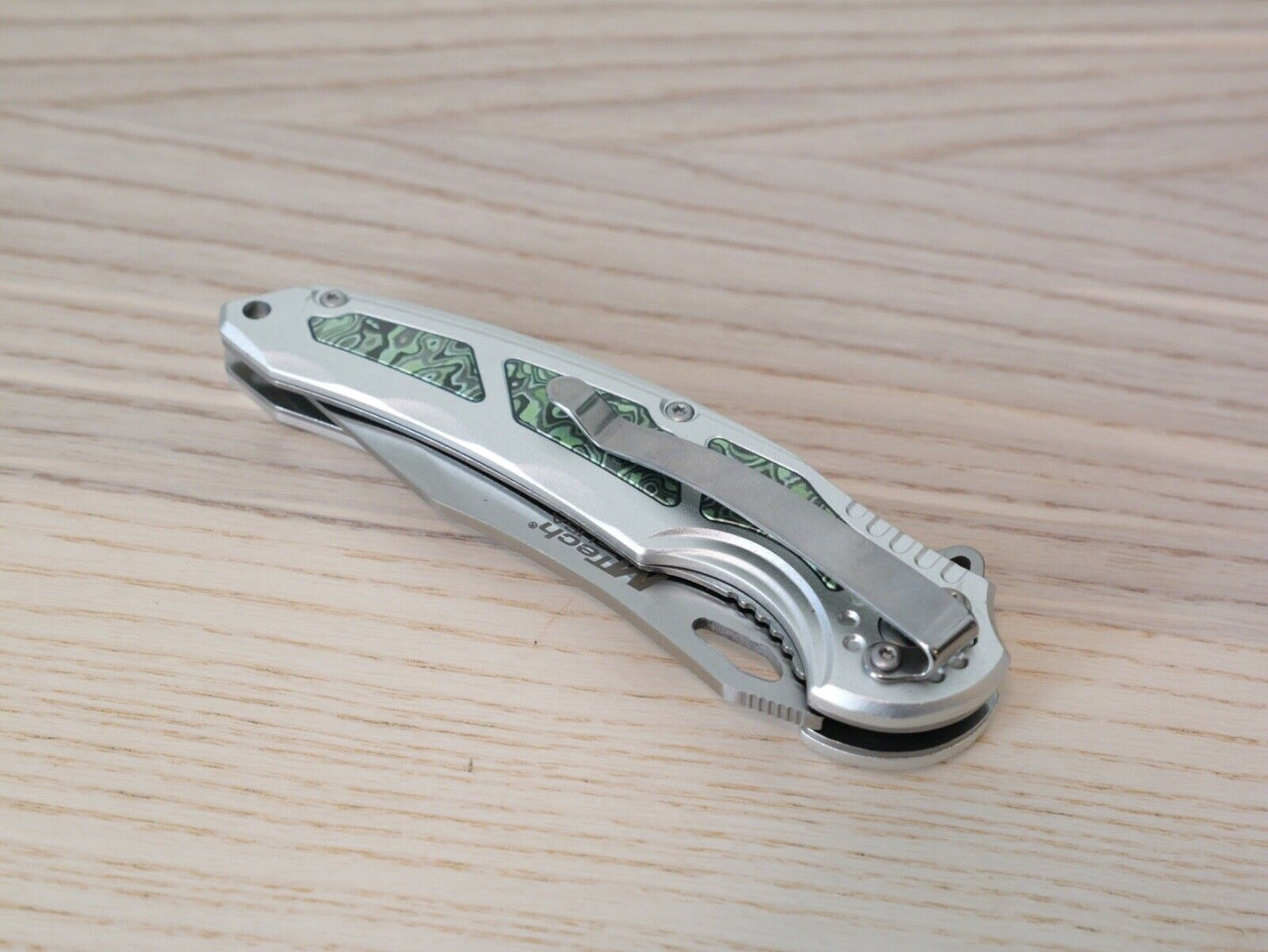 8" Full Metal Spring Assist Pocket Knife Chrome Pocket Clip Psychedelic Design