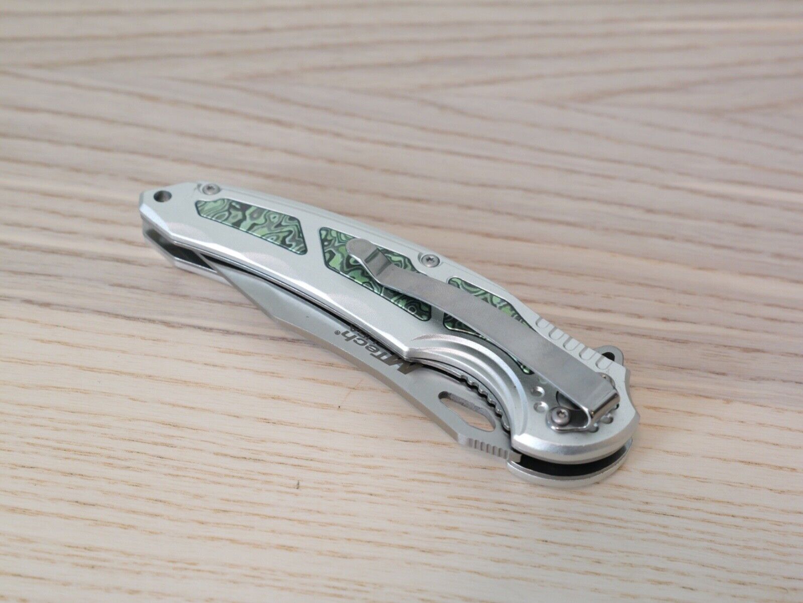 8" Full Metal Spring Assist Pocket Knife Chrome Pocket Clip Psychedelic Design
