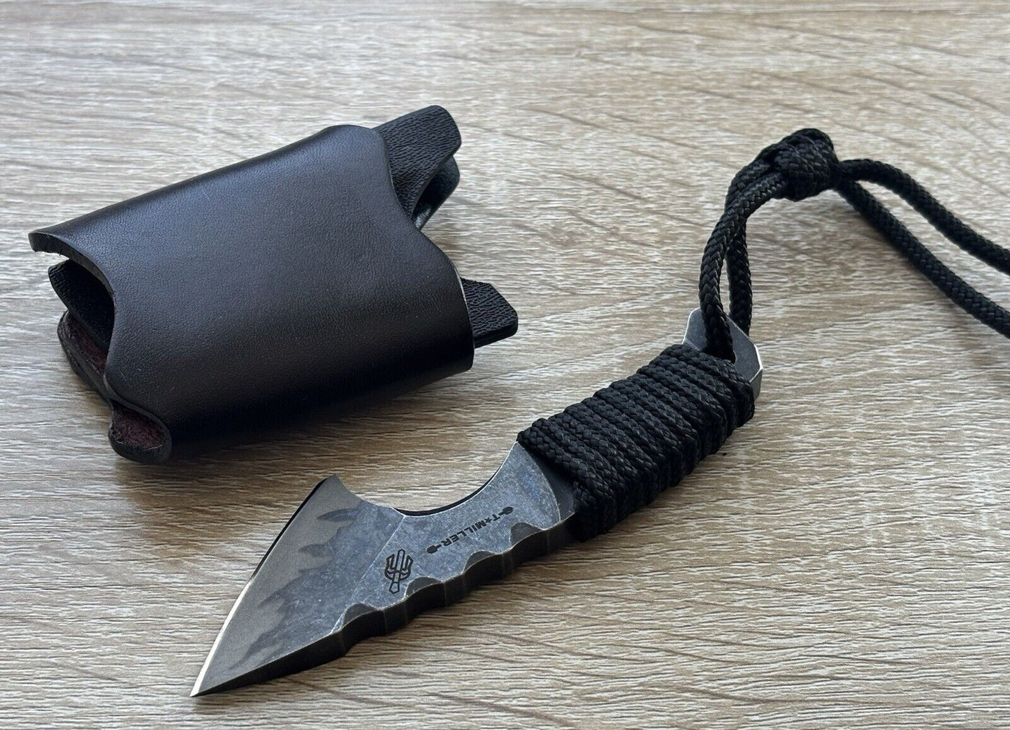 12cm Heavy Duty Kiradashi Knife Kydex Leather Sheath Horizontal Carry Sharp Edc