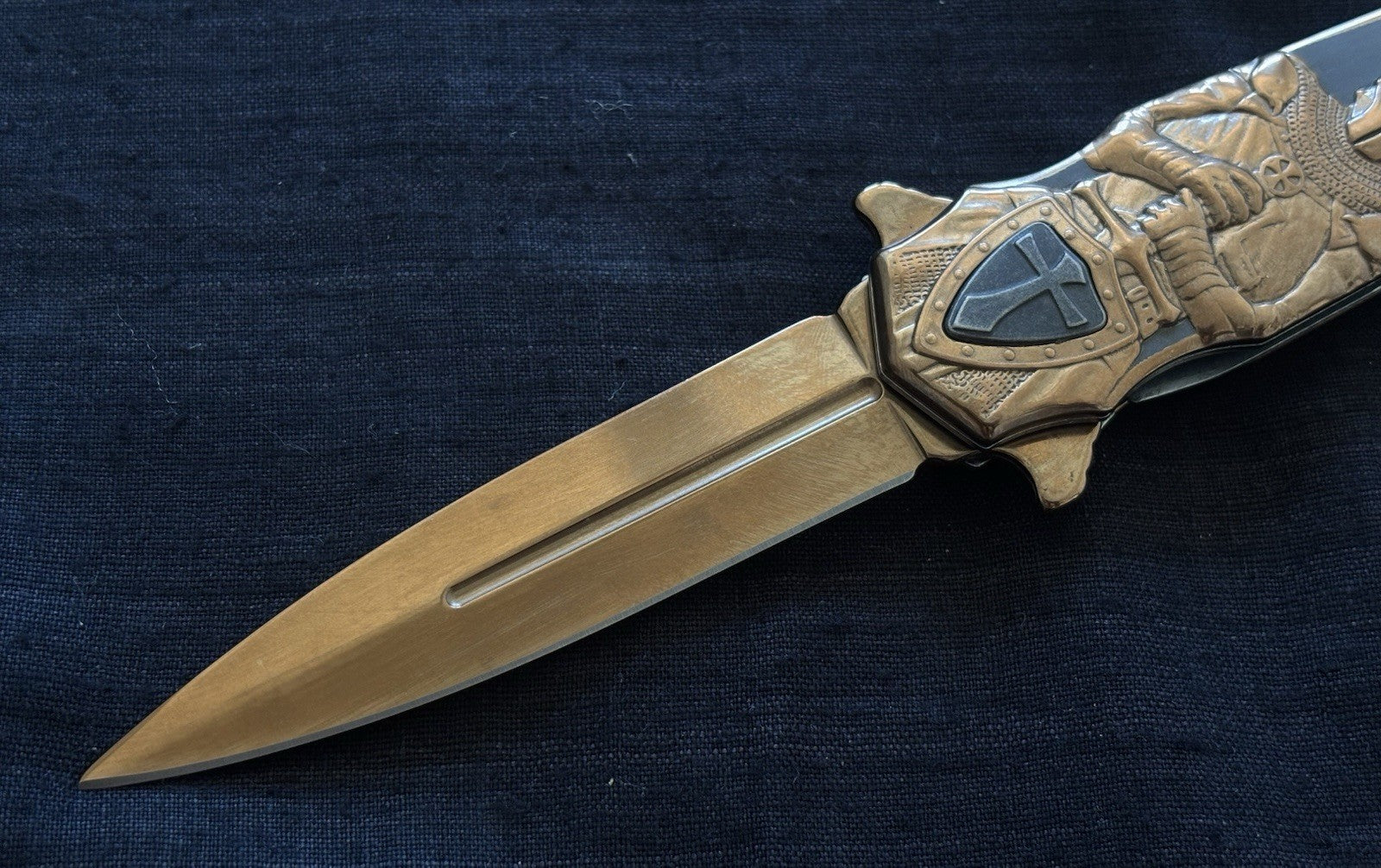 5” Knights Templar Pocket Knife Full Metal 4” Blade Spear Point Spring Assist