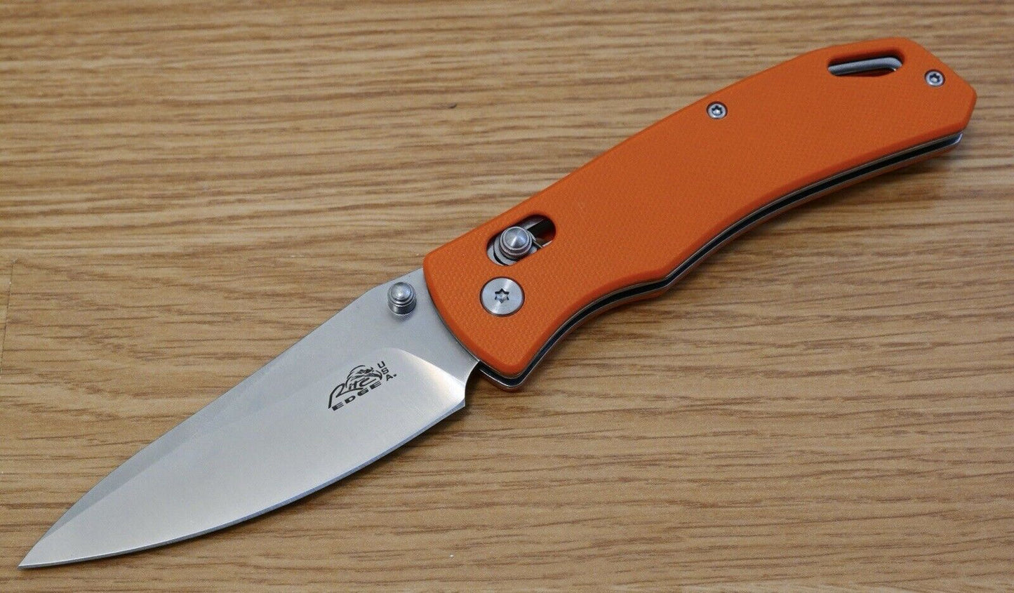 Full Size Folding Pocket Knife Safety Orange Work Knife Deep Carry Clip 8CR13