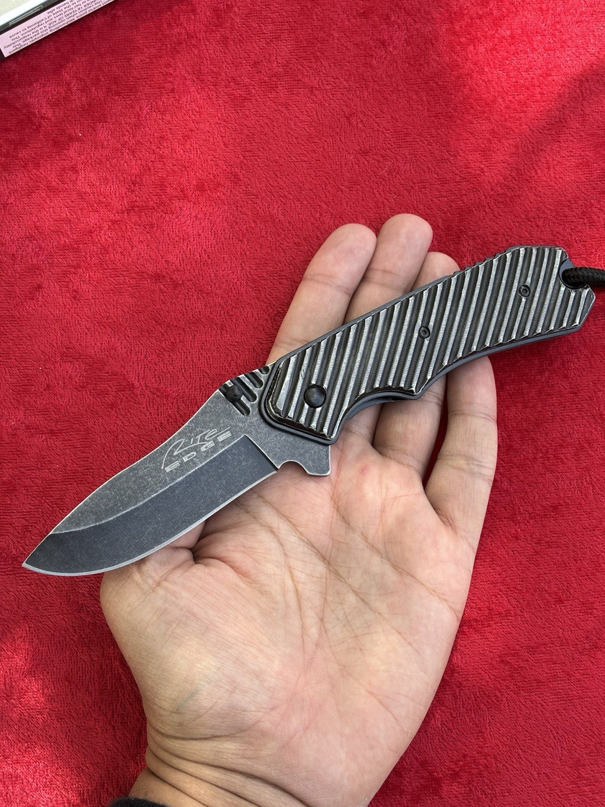 Full Size Pocket Knife Heavy Duty Black Spring Assist All Metal Extreme Grip Edc
