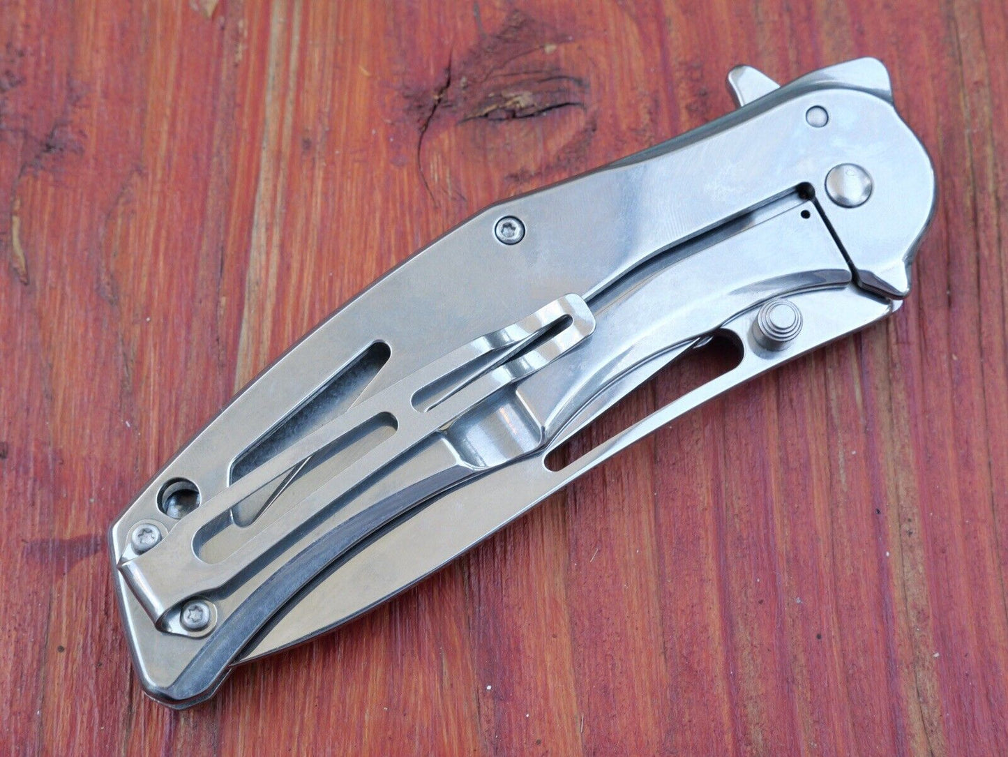 Full Size Chrome Dragon Spring Assist Pocket Knife All Metal Sharp Clip 9” Edc