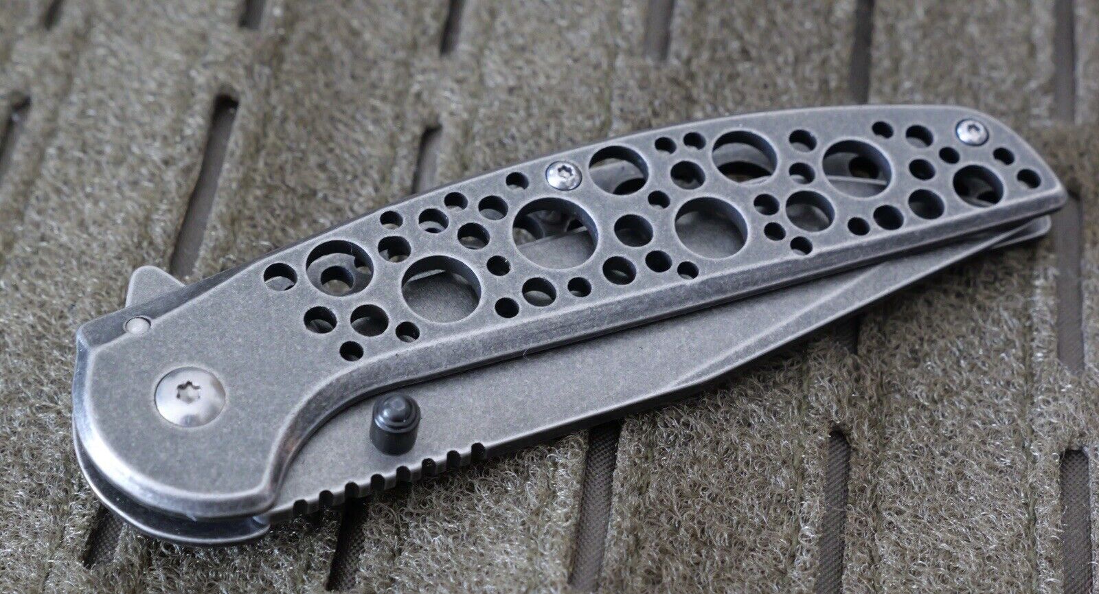Modern Pocket Knife All Metal Manual Open Full Size 8” Overall Tanto Dark Gray