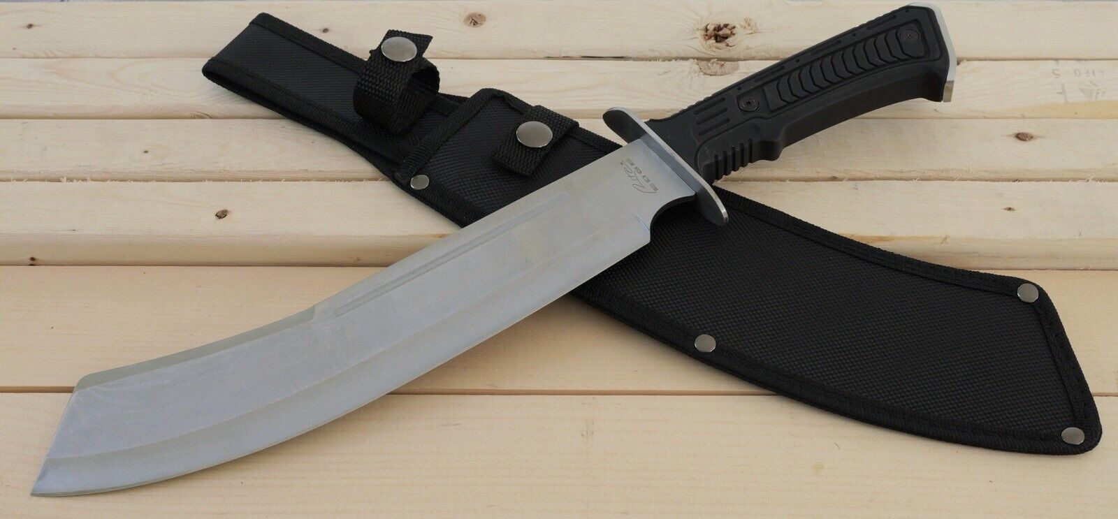 16” Mini Bushcraft Machete Rubber Handle Nylon Sheath Heavy Duty Curved Blade