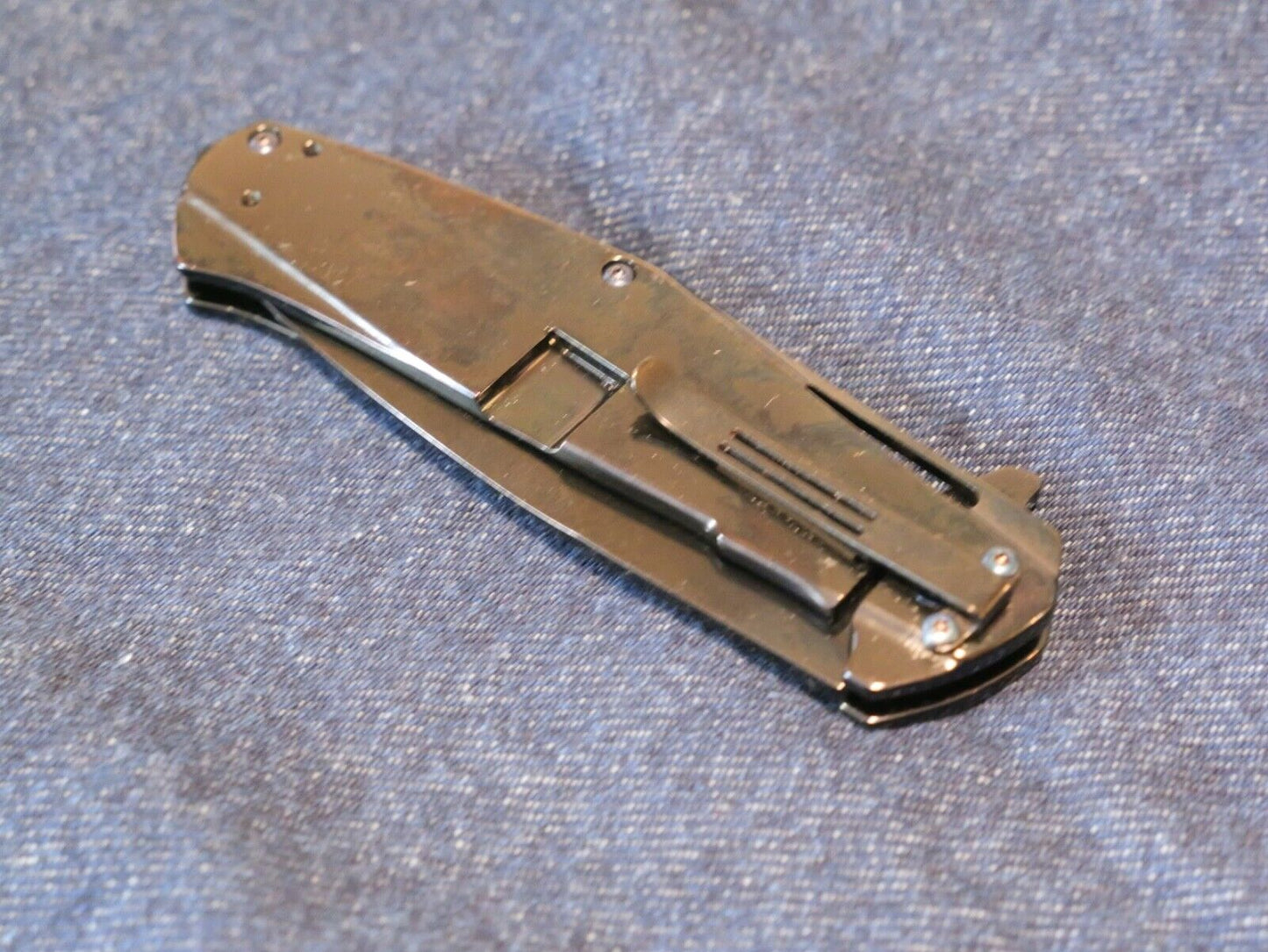 Black Pocket Knife Hi Tech TiNite Coated Blade Full Size Metal Handle Manual EDC