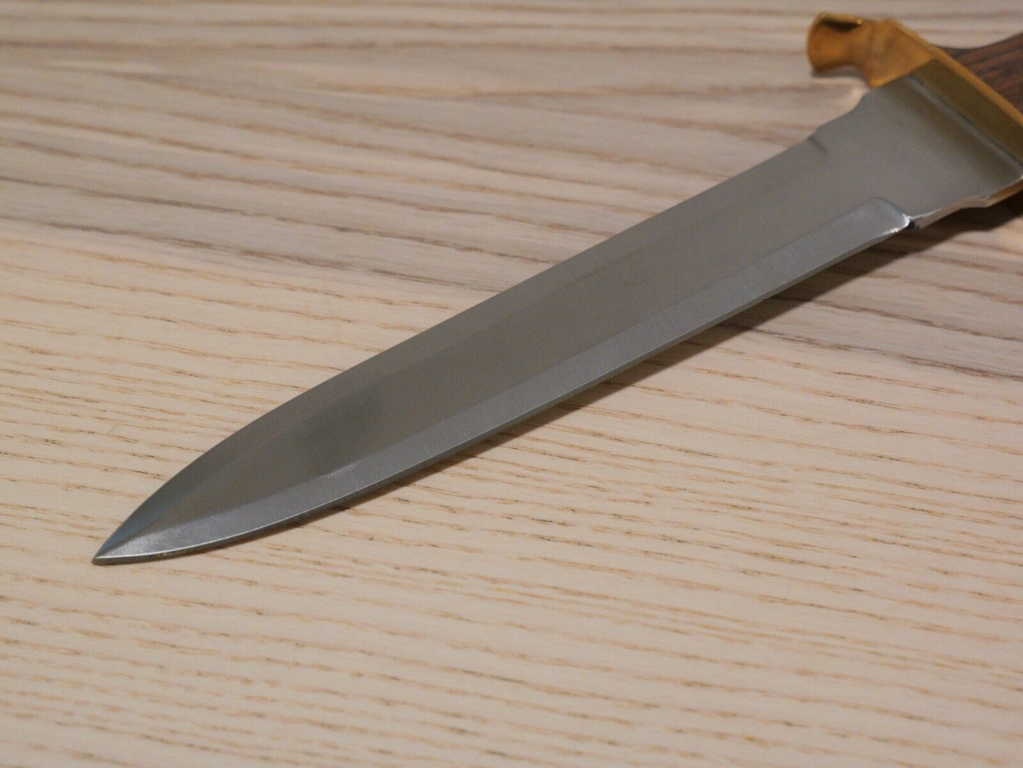 12” Commando Dagger Spear Point Double Edge Full Tang Wood Handle Brass Guard