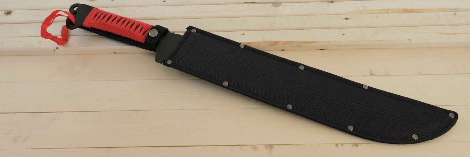 25” Machete Full Size Sawback Black Red Sharp Full Tang Nylon Sheath Back Strap