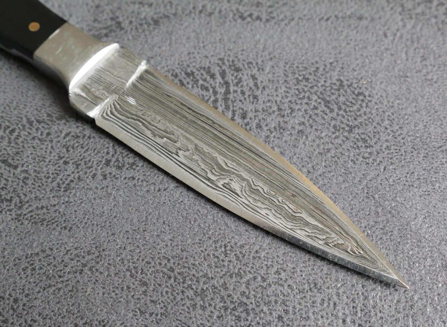 Conceal Carry Boot Knife Stealth Black Double Edge Slim Spear Point Damascus