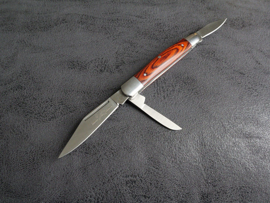 3” Stockman Knife Classic Folding Pocket Knife 3 Blades Sharp Wood Handle Edc