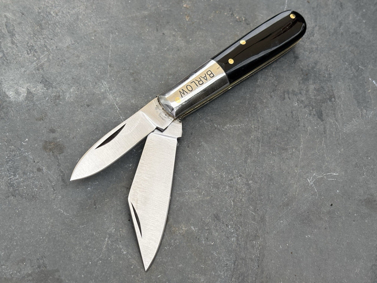 Barlow Vintage Retro Pocket Knife 2 Blades Sharp Stainless Steel Black Handle