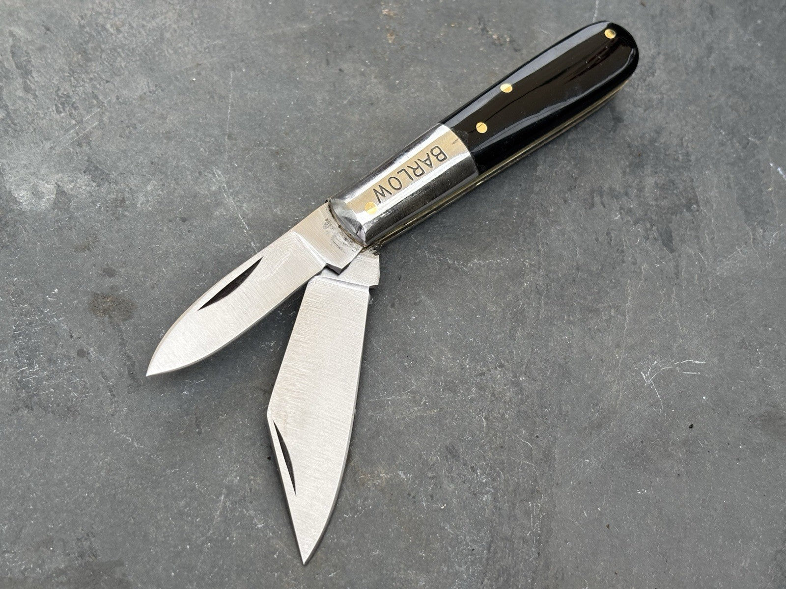 Barlow Vintage Retro Pocket Knife 2 Blades Sharp Stainless Steel Black Handle
