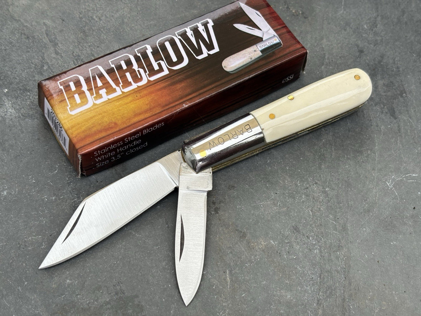 Barlow Vintage Retro Pocket Knife 2 Blades Sharp Stainless Steel White Handle