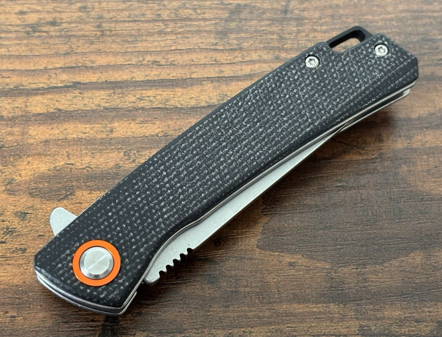 7” Pocket Knife High Quality D2 Steel Ball Bearing Micarta Handle Black Smooth 
