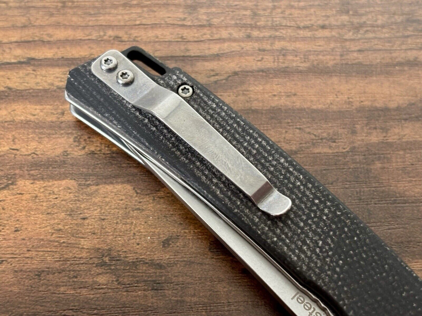 7” Pocket Knife High Quality D2 Steel Ball Bearing Micarta Handle Black Smooth 
