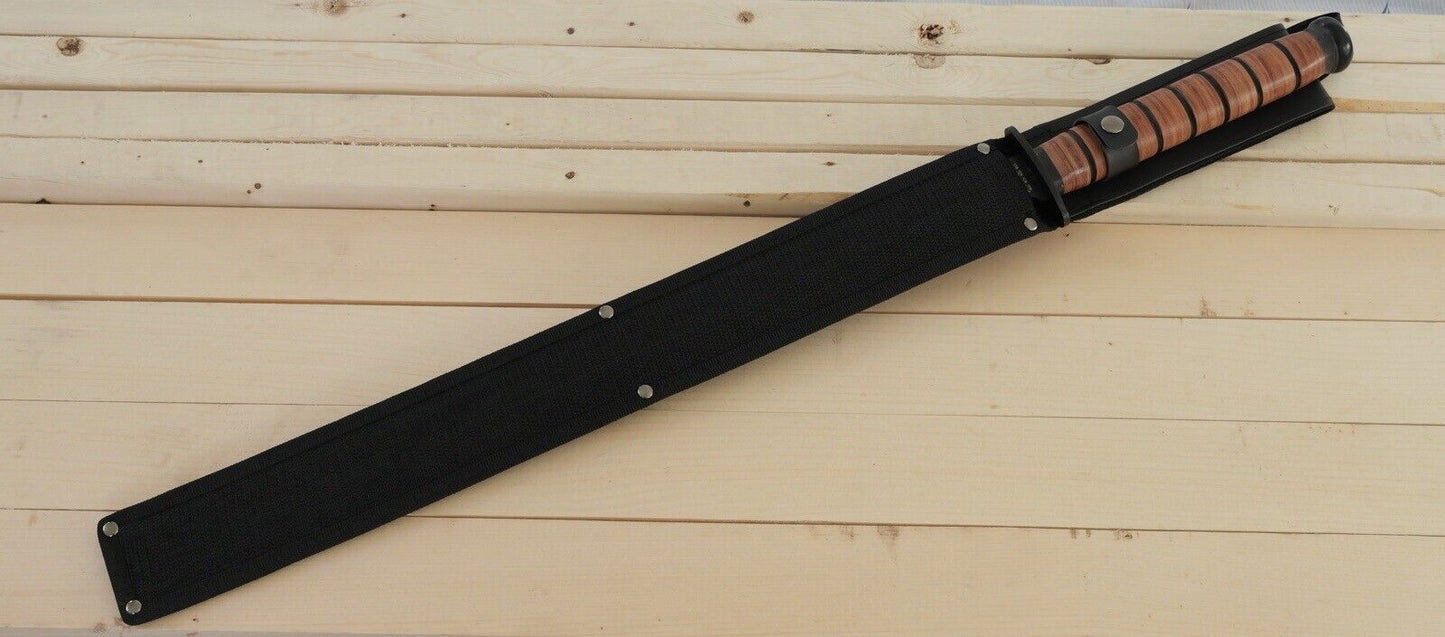 28” Combat Sword Tanto Full Tang Black USMC Style Serrated Sharp Stealth Black