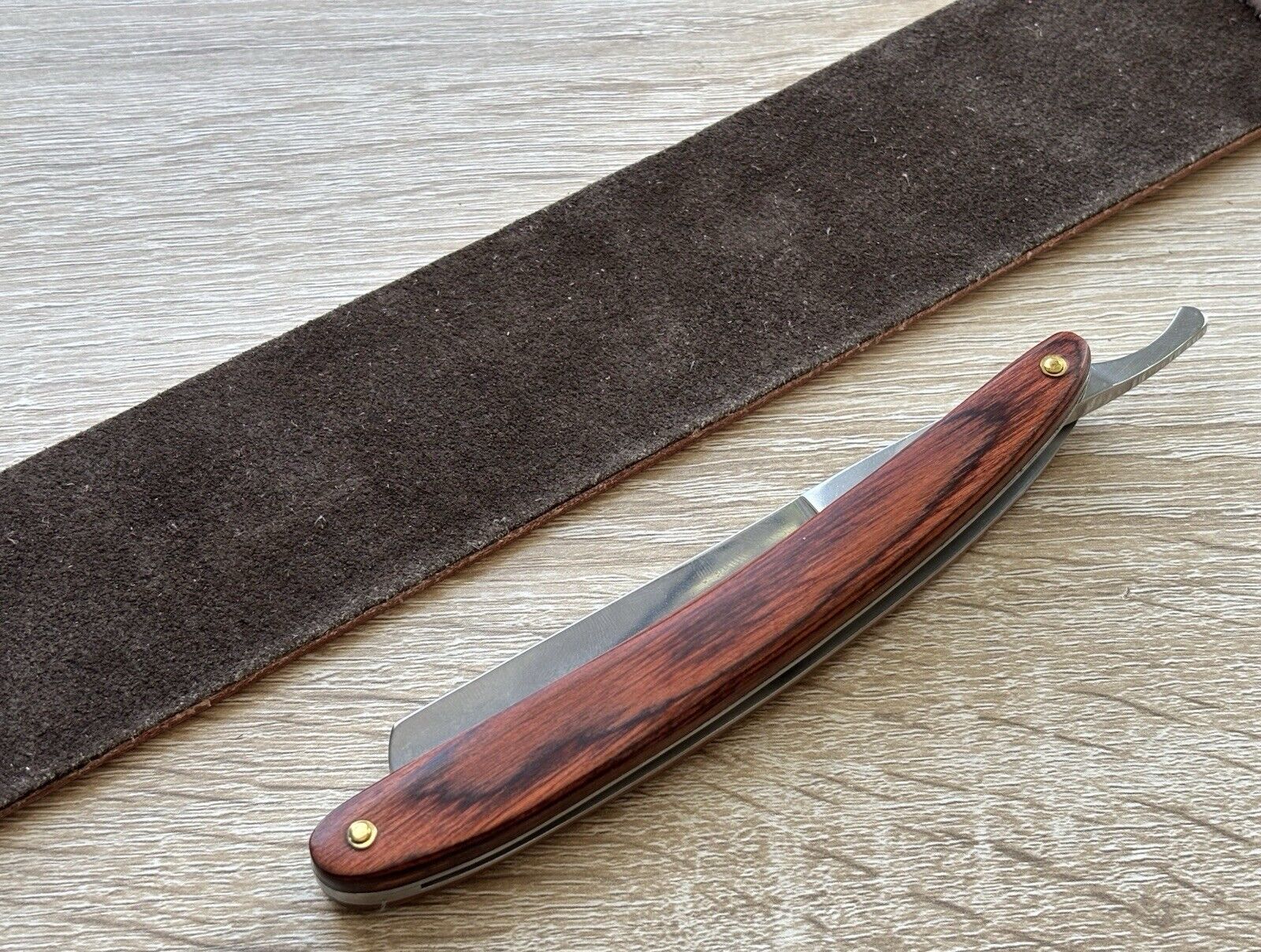 Straight Razor Set Sharpening Strop Wood Handle Vintage Classic Shave Men’s