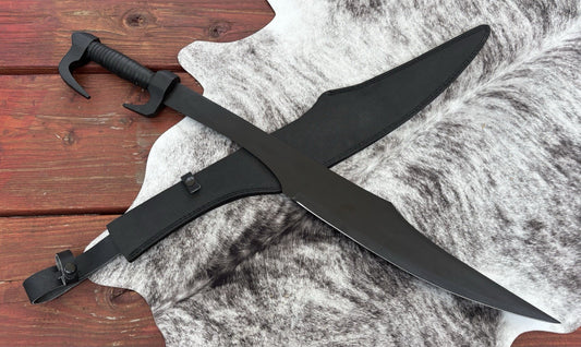 34” Spartan Sword Heavy Duty 26” Blade Genuine Leather Sheath Heavy Thick Real