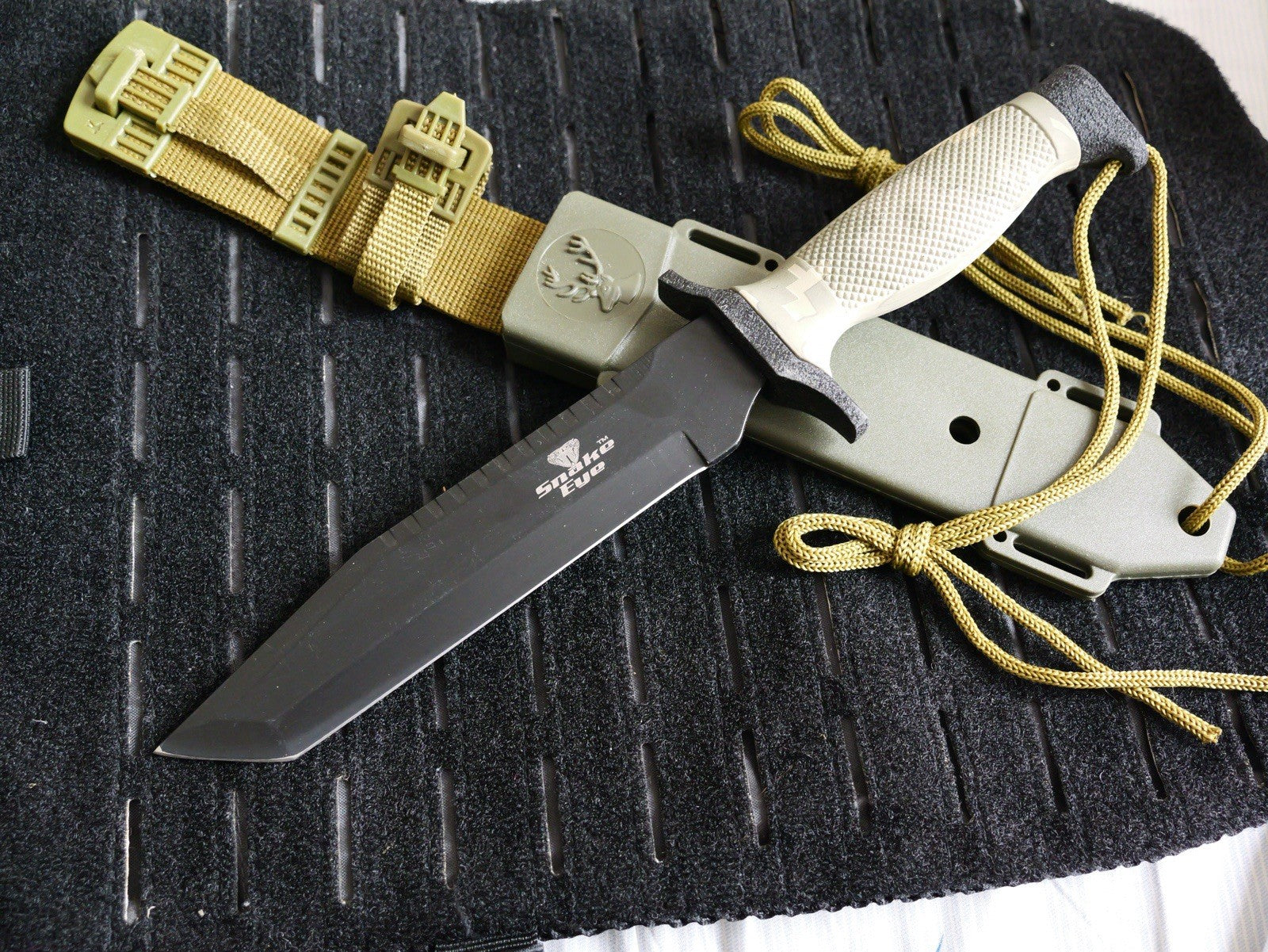 12” Heavy Duty Fixed Blade Knife Army Camo First Recon Sharp Tanto Deluxe Sheath