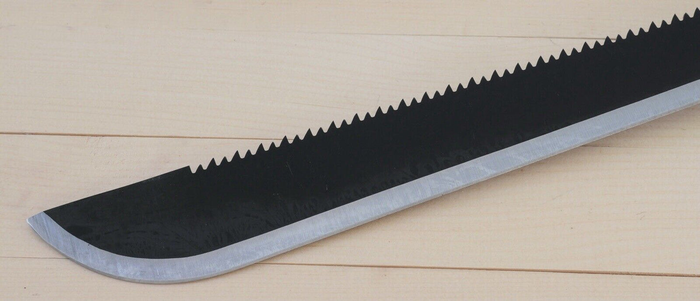 28” Long Machete Black Sawback 5mm Thick Full Tang Rubber Handle Sheath Sharp XL